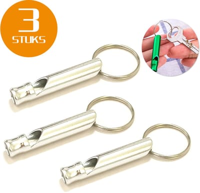 Colorful Sun® Metalen Noodfluit 3 Stuks – Alarmfluit 120 dB met Sleutelhanger – Reddingsfluit voor Outdoor, Wandelen, Camping, Survival & Sport – Hondenfluit – Sport- & Scheidsrechterfluit – Zilver