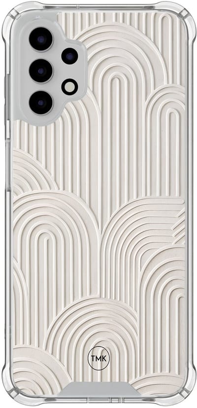 Shockproof hoesje geschikt voor Samsung Galaxy A13 4G - Sand curves - Schokbestendig - Verhoogde randen - TPU case - Extra Sterke Back Cover - Geometrisch patroon - Transparant, Beige