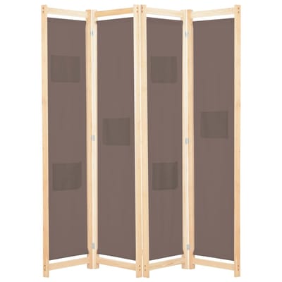 vidaXL - Kamerscherm - met - 4 - panelen - 160x170x4 - cm - stof - bruin
