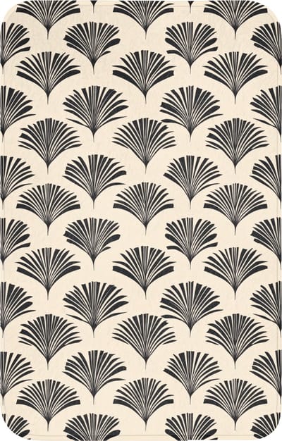 WC mat 50x80 cm - Antislip - Waaiers - Botanisch - Zwart - Beige - Toiletmat - Vloermat - Douchemat - Toilet tapijt - Toiletmatten