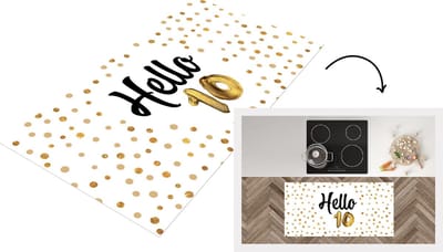 Keukenloper - Loper keuken - Jubileum - Goud - 10 jaar - 120x60 cm - Keukenloper vinyl