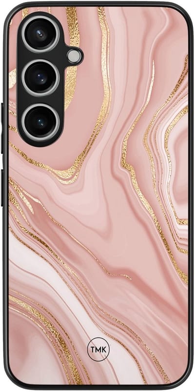 Hoesje geschikt voor Samsung Galaxy A15 - Rose marble - Roze - TPU case - Marmer - Hardcase zwart telefoonhoesje