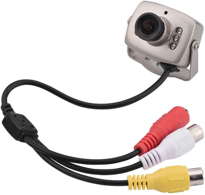 Oneay Mini bewakingscamera met 6 LED nachtzicht – Bedrade CMOS camera met PAL-systeem voor binnengebruik