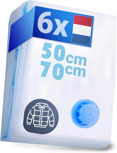 SnelShoppen - Vacuum Bag Set voor Kleding [6-delig] 50x70cm - Compressiezakken voor Reizen, Opslag en Verhuizen - Weerbestendige Kledingzakken