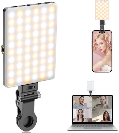 GELLDG Invullicht - Draagbare selfie-flitser - Oplaadbare cameralamp - Met clip - Kleurtemperatuur 2600-9000K - Geschikt voor vloggen, fotografie en videoconferenties - Zwart