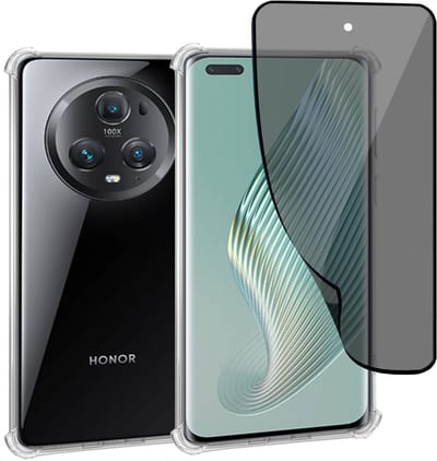 Geschikt voor Honor Magic5 Pro - Hoesje + Privacy Screenprotector – Privé - Gehard Glas Cover