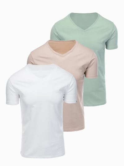 OMBRE T-shirt - Regular Fit - Korte Mouw - Effen Warm Grijs, Wit, Saliegroen S