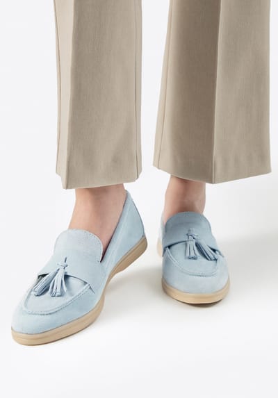 Wittchen - Suède Loafers met Kwastje - Blauw - Vrouwelijke Schoenen