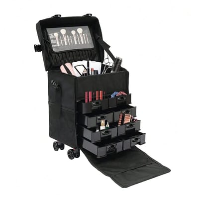 Novari - Make up koffer - Beauty koffer - Visagie koffer - Make up trolley - Trolley - Opbergkoffer - 8 uitneembare lades - Zwart