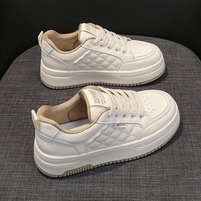 Platform Witte Schoenen Damesschoenen Lente Nieuwe Veelzijdige Leren Sportschoenen Dames Casual Schoenen Verhogende Boardschoenen 40