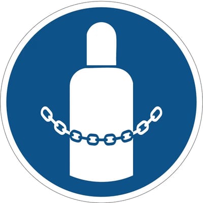 Gasflessen vastmaken gebodsbord - M046 | gecoat dibond materiaal | 10 cm