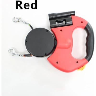 Intrekbaar Dubbel Hondenleiband met LED-lamp 360° Draaibaar Klittenvrij ideaal voor Elke Hond Onafhankelijke Rem met 3M Reflecterende Lijnen 3 M rope