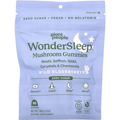 Plant People, WonderSleep®, Paddenstoelen Gummies, Wilde Vlierbes, 60 Gummies, 148g (5,2 oz)