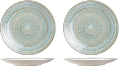 Cosy & Trendy ontbijt/dessert bordje Turbolino - 2x stuks - blauw - 22 cm - Ontbijtborden - Dessertborden - keramiek