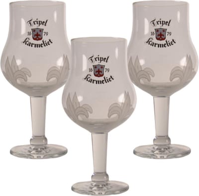 Tripel Karmeliet Bierglas - 30cl (Set van 3) - Origineel glas van de brouwerij - Glas op voet - Nieuw