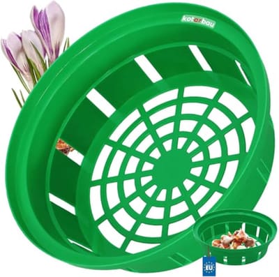 KOTARBAU® Bloembollenmand, ⌀ 200 mm, Groen, Plantenmand Voor Bloembollen, Bollenmanden Rond, Kweekmand van Kunststof, Bloembollen Schaal
