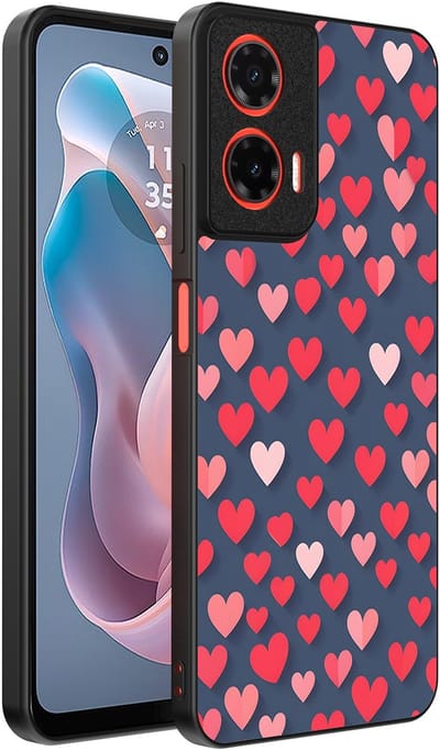 Smartphonica Telefoonhoesje Geschikt voor Motorola Moto G Play 2024 met Roze en Rode Hartjes Opdruk - TPU Backcover Case With Rosé and Red Heart Design geschikt voor Motorola Moto G Play 2024