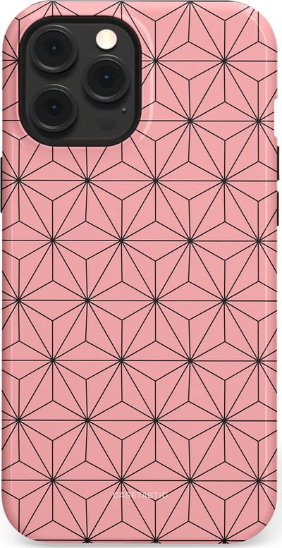 Casetastic Hoesje Geschikt voor Apple iPhone 12 Pro Max Magsafe - Stijlvolle Beschermende Duo-layer Case - Roze Zwarte Fashion Paris Patroon