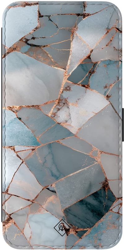 Casimoda® bookcase - Geschikt voor Samsung Galaxy S25 FE - Hoesje met pasjeshouder - Azure Geo - Blauw - Kunstleer