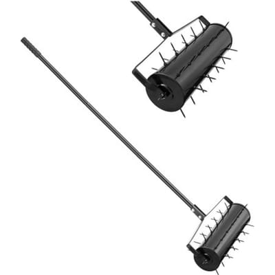 VEVOR Beluchter, 525 x 235 x 1560 mm, gazonbeluchterrol, gazonbeluchter met afneembare handgreep en 33 ijzeren pinnen, verticuteermachine voor verdichte grond en gazons in de tuin, terras, tuin, zwart