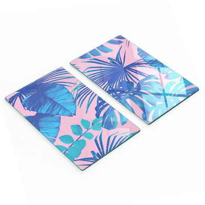Glazen snijplanken met tropische palmboommotief, 2x30x52 cm