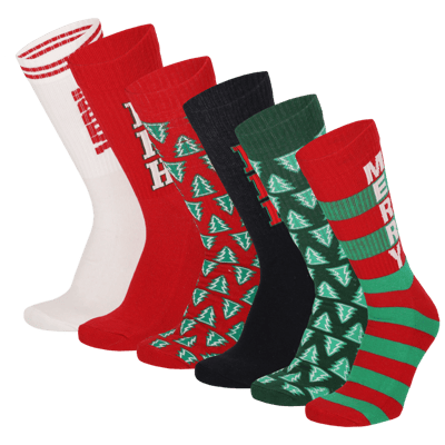 Morethansocks - Kerst sokken Unisex - 6-Pack - Multi Color - Maat 36/41 - Sportsokken kerst - kerstsokken dames - kerstsokken mannen