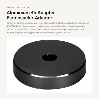 Dailygoods - Aluminium 45 Adapter - Platenspeler Adapter - Duurzaam en Veilig - Zwart - 7 Inch Record Adapter - Geschikt voor Big Hole Records - K...