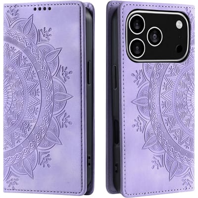 Comfycase Apple iPhone 17 Pro Soft Mandala Bookcase Paars