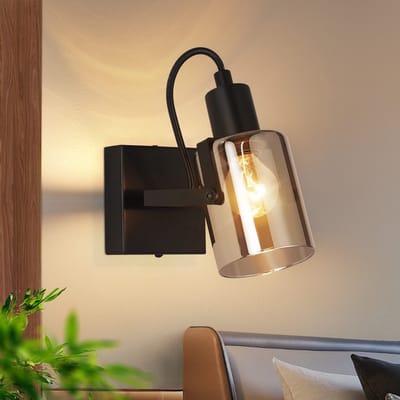 NETTLIFE Opbouwspot E14 - Vintage - Zwart - cilinder - Plafondspot - Rookgrijs glazen ontwerp - Plafondlamp - voor slaapkamer hal keuken woonkamer - Zonder lichtbron - 9.5cm