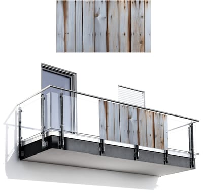 Balkonscherm 200x110 cm - Balkonposter Hout - Planken - Verweerd - Balkon scherm decoratie - Balkonschermen - Balkondoek zonnescherm