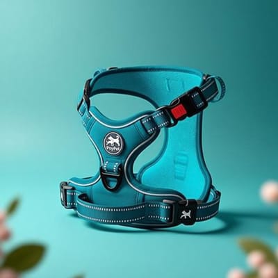 Anti-trek hondentuig met frontclip, reflecterend harnas zonder wurgen, verstelbaar, zacht gevoerd, met handvat voor kleine honden, groenblauw, maat S