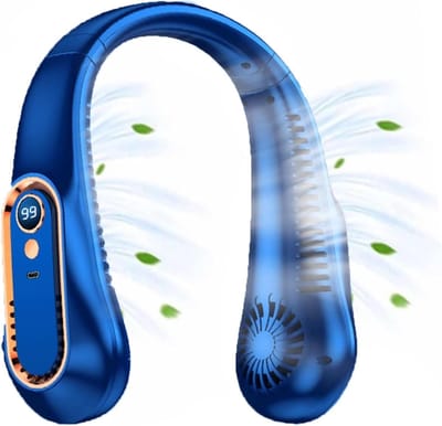 Nek Ventilator Blauw - Nek ventilator - Draagbare Nekventilator met Koeling - 5 standen - Draadloos - Neck fan - Mini ventilator - Handventilator - Gezichtsventilator - Hals ventilator
