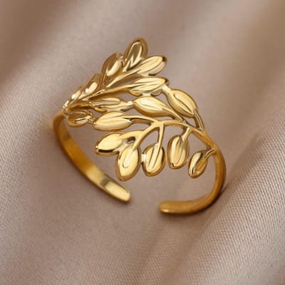 Bagues en Acier Inoxydable pour Femmes Anneau Géométrique Couleur Or Vintage Bijoux Esthétiques de Luxe Accessoires Cadeaux resizable brown