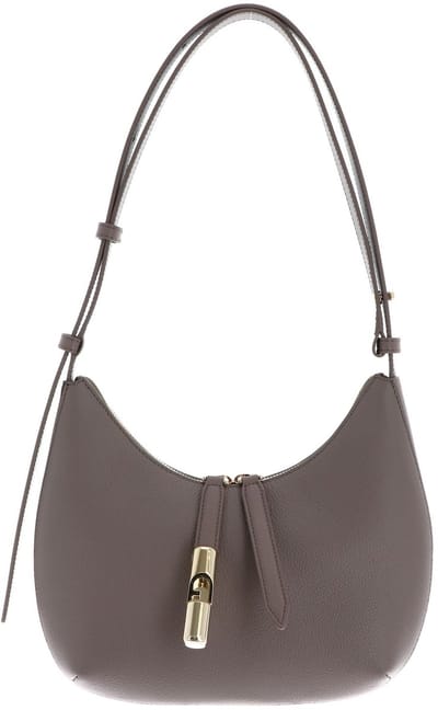 FURLA Leren Schoudertas Goccia Shoulder Bag Stucco Gray + Mauve Taupe