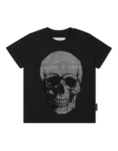 Jersey T-Shirt Round Neck Ss Strass Skull