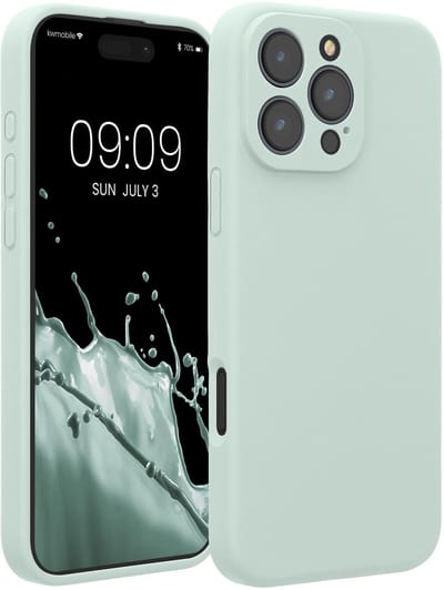 kwmobile telefoonhoesje geschikt voor Apple iPhone 16 Pro Max - TPU backcover met siliconen coating - Smartphone case in cool mint