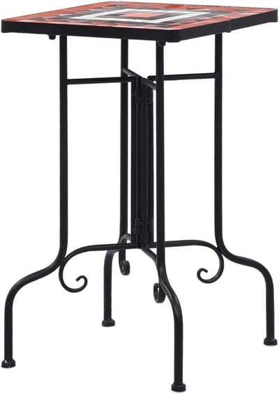 Bijzettafel Mozaïek - Keramiek Tafel - Buiten Gebruik - Weerbestendig Tafelblad - 90 x 62 cm - Terracotta Wit
