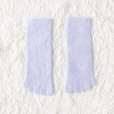 Chaussettes à cinq doigts épaisses en polaire corail pour femmes et filles, chaudes, moelleuses, douces et confortables, chaussettes de sport pour femmes, pantoufles de sol antidérapantes violet