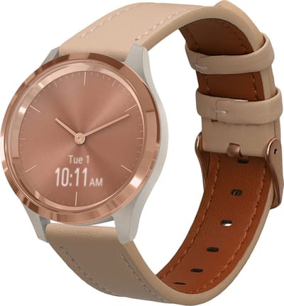 kwmobile lederen horlogebandje geschikt voor Garmin vivomove 3S / vivoactive 4S polsband - Echt leren smartwatch bandje - Activity tracker horloge band in beige / bruin