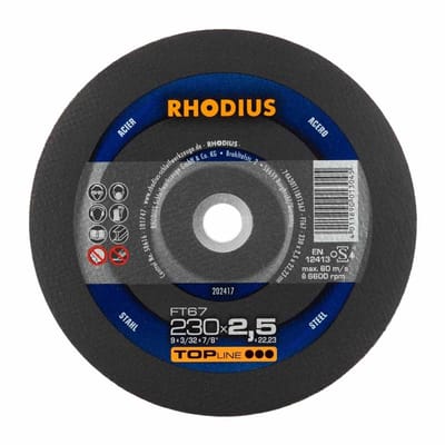 Rhodius - Doorslijpschijf voor metaal - Premium - 230 x 2,5 x 22,23 mm - FT67
