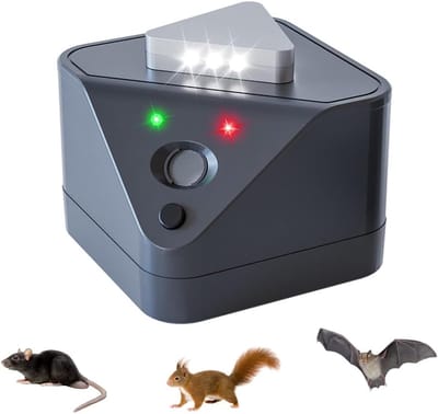 Ultrasone muizenafweer, 360° ultrasone afdekking met 3 leds voor het aansturen van muizen, geluidsloze hoogfrequentiebescherming tegen knaagdieren, ideaal voor zolder, garage, hotel, magazijn