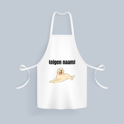 Akyol - liggende hond met eigen naam Keukenschort - Honden - honden liefhebbers - iemand die houdt van honden - verjaardag - cadeau - kado - 82 bij 71 cm