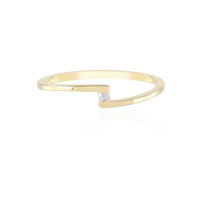 Cavill - Moderne Zilveren Ring - 925 Sterling Zilver Verguld - 0,025 ct I3 Afrikaanse Ronde Diamant - Minimalistisch Open Design 19x19 mm