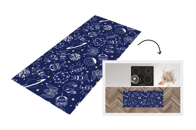 Keukenloper - Loper keuken - Ruimte - Sterren - Patronen - Planeten - 120x50 cm - Keukenloper vinyl