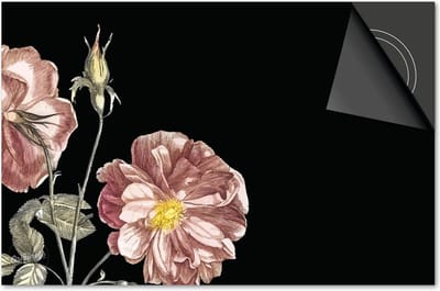 Inductie beschermer 60x60 - afdekplaat inductie mat - Dietrix Kookplaat beschermer - Exclusief - Botanical - Klaproosjes op zwart