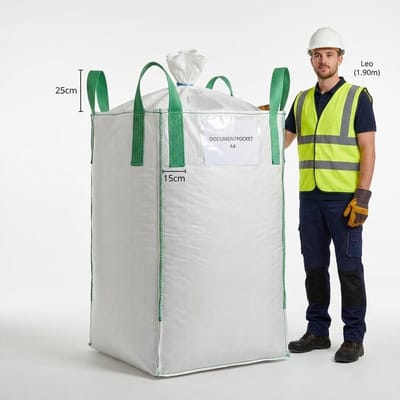 5x | Big Bag met Vulslurf 95x95x185cm | 1,7m³ | Stevige Big Bag | Geschikt voor Recycling, Industrieel Materiaal en Standaard Restafval