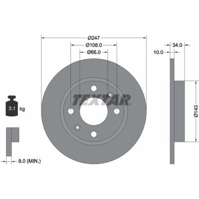 Remschijf TEXTAR 92029803 voorkant, compleet, 1 Stuk