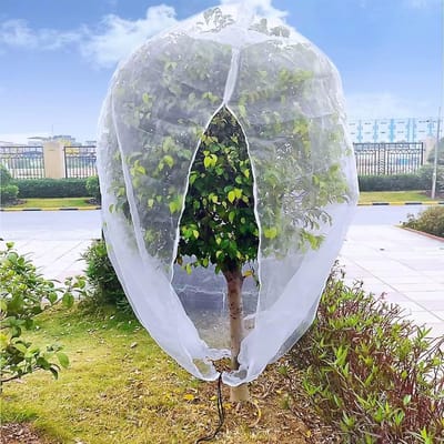 Oneay Grote netzakken van 3 x 3 meter voor fruitbomen, vogelnet voor blauwe bessenstruiken met ritssluiting en trekkoord, tuinnet tegen eekhoorns, vogels en andere dieren voor kersen- en appelbomen
