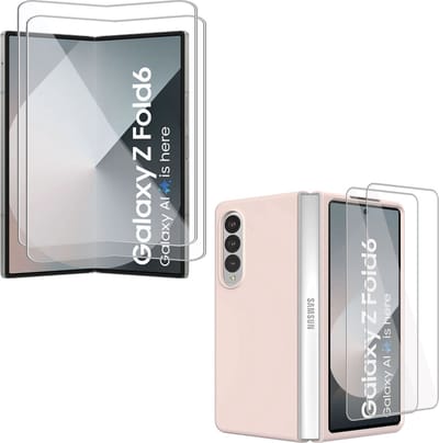 Geschikt voor Samsung Galaxy Z Fold 6 - Hoesje + Screenprotector - Beschermglas Folie - GuardCover - Suède Case Rosé