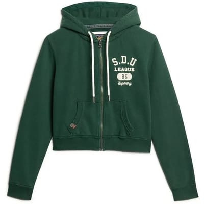 Korte en casual zip-up hoodie voor dames Superdry Athletic Essentials